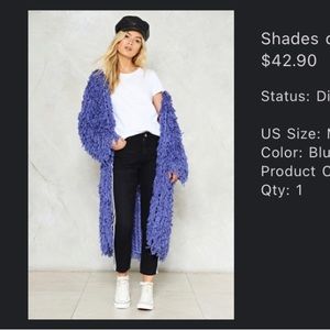 Nasty Gal Purple Duster Cardigan (Size Medium)